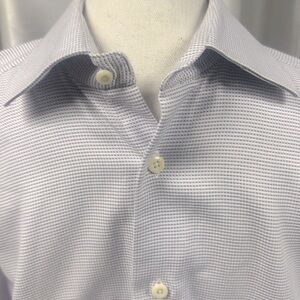 Men’s David Donahue dress shirt 16.5 34/35 Slim Purple and white